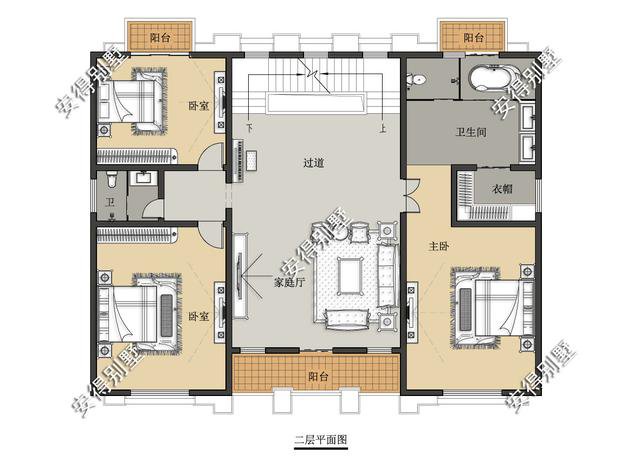 震撼大气的法式别墅，占地16x12m建出超级豪宅感，8间房间带堂屋