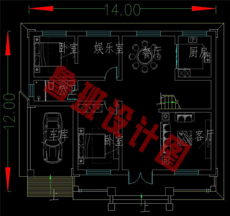 温馨两层小别墅一层设计图