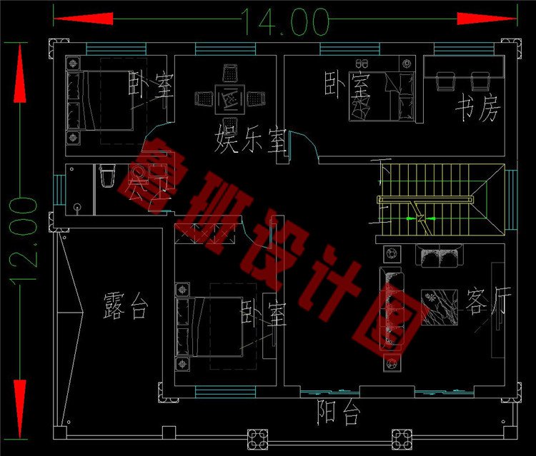 温馨两层小别墅二层设计图