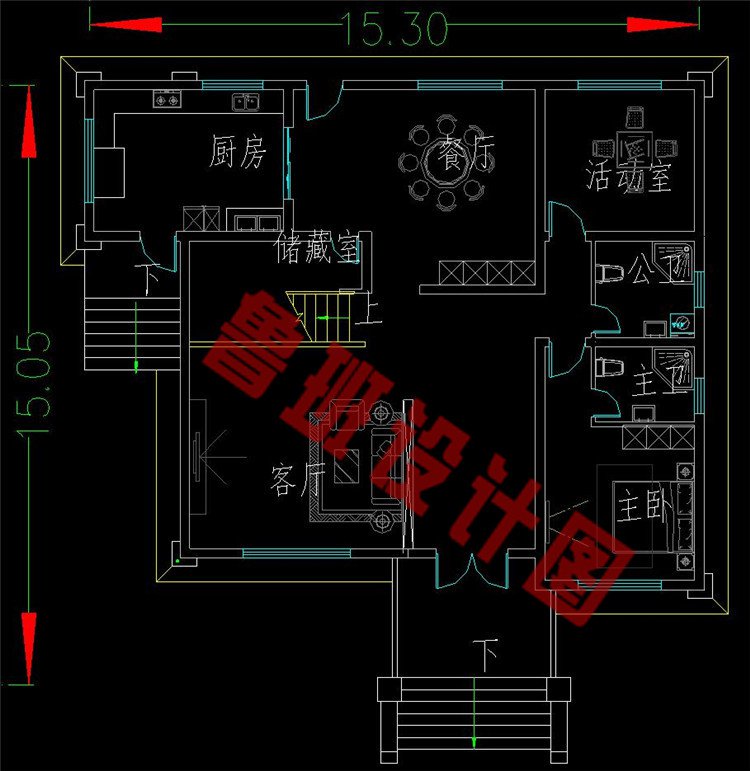 二层中式一层自建房设计图