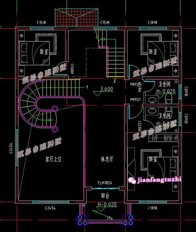 5款带露台农村三层自建别墅图纸11x12米，造价30万，只差宅基地啦