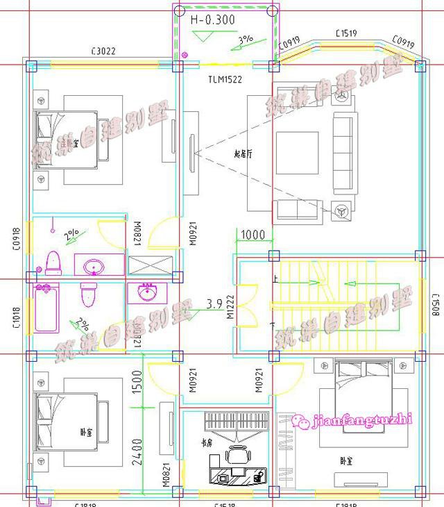 5款带露台农村三层自建别墅图纸11x12米，造价30万，只差宅基地啦