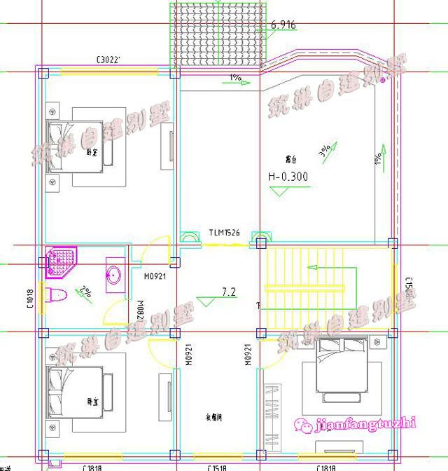 5款带露台农村三层自建别墅图纸11x12米，造价30万，只差宅基地啦