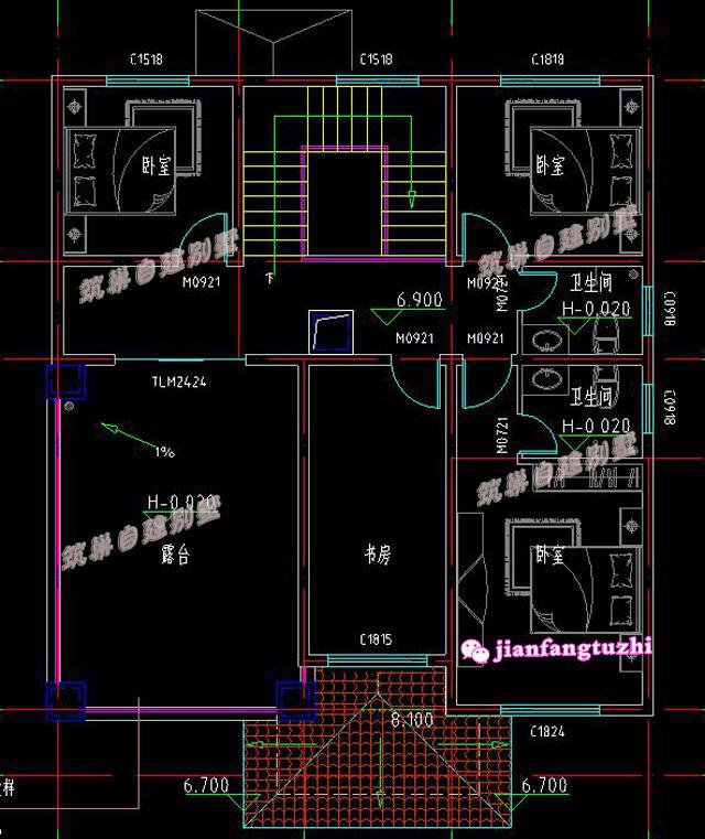 5款带露台农村三层自建别墅图纸11x12米，造价30万，只差宅基地啦