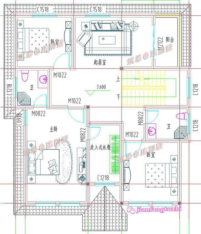 5款带露台农村三层自建别墅图纸11x12米，造价30万，只差宅基地啦