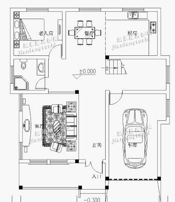 5款带露台农村三层自建别墅图纸11x12米，造价30万，只差宅基地啦