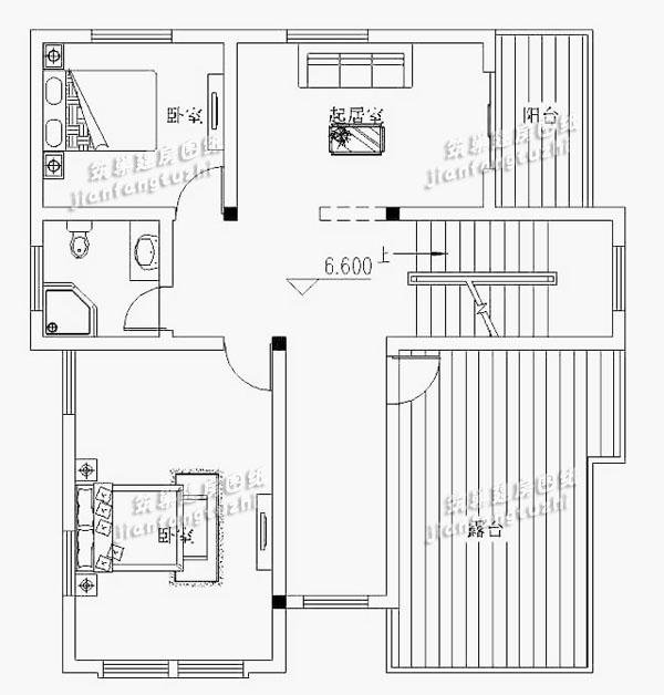 5款带露台农村三层自建别墅图纸11x12米，造价30万，只差宅基地啦