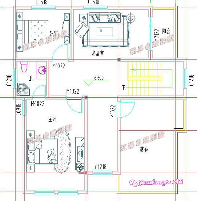 5款带露台农村三层自建别墅图纸11x12米，造价30万，只差宅基地啦