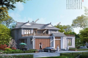 二层中式别墅效果图，气派非凡，盖得好造福3代人。