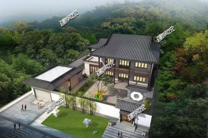 中式庭院别墅立面图，隔壁村的都绕远路去看。