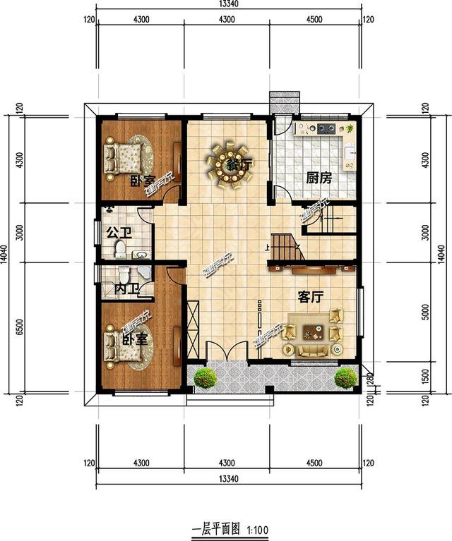 带地下室的二层别墅，户型方正实用，非常适合农村自建