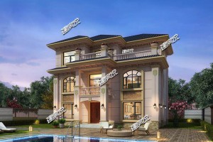 200万建的豪华别墅外观图，路人都忍不住拿手机拍照。