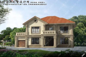 181平二层别墅设计图纸，红色屋顶显得更加神气。