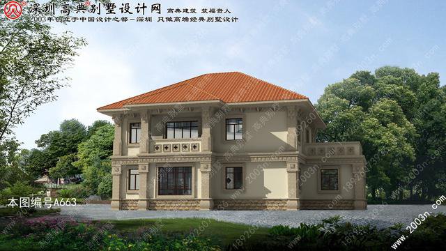 农村两层新中式别墅外观设计图首层181平方米图纸