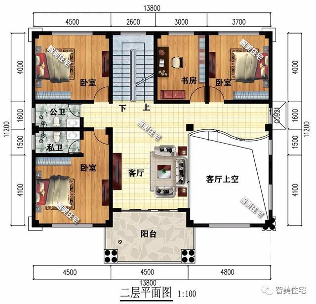 两栋宽13.8米的农村别墅，内带堂屋，第一栋外观对称设计