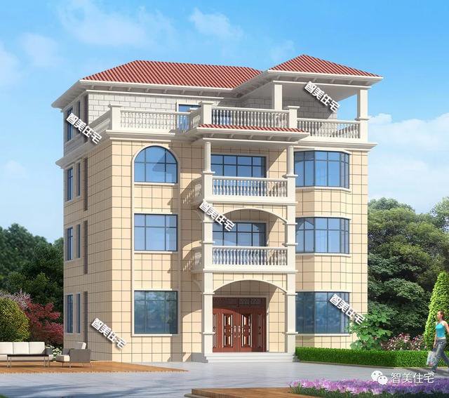 13×12.2米农村别墅，四层带飘窗，卧室多就是很实用