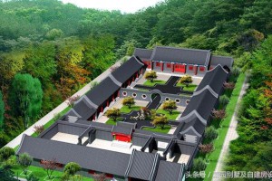 一层经典别墅效果图，庭院、天井全都有。