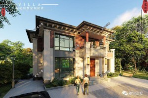 10x13米二层别墅设计图纸，外观造型以简洁美观为主。