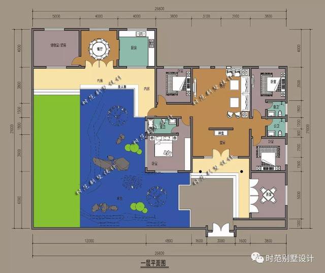 一层中式别墅带庭院水景，诗书传世的梦想之家