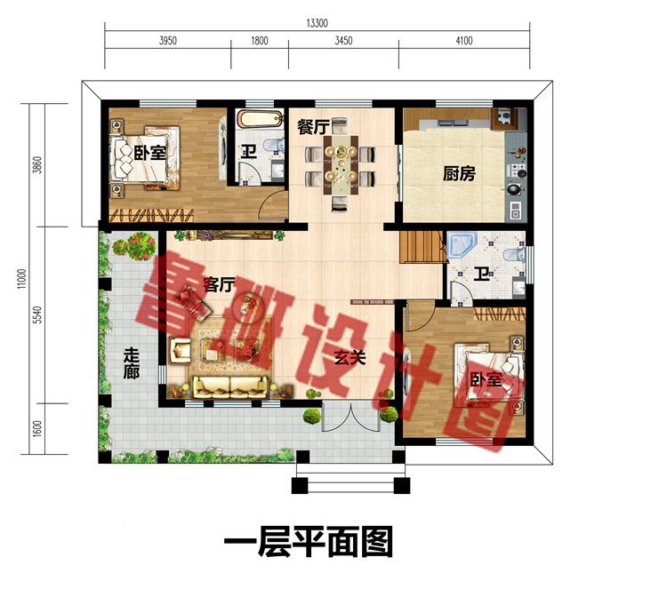 农村二层简单经济小别墅自建房设计图，120到130平小洋楼