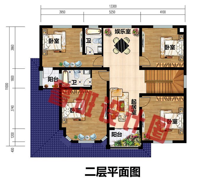 农村二层简单经济小别墅自建房设计图，120到130平小洋楼