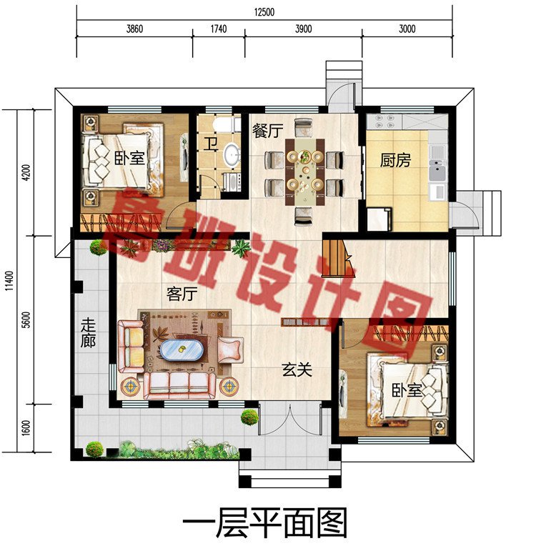 农村二层简单经济小别墅自建房设计图，120到130平小洋楼