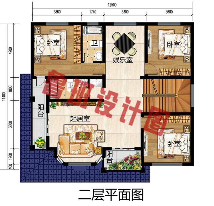 农村二层简单经济小别墅自建房设计图，120到130平小洋楼