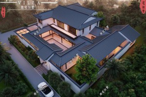 广东中式庭院别墅实拍图，带中堂，内天井，柴火房，南侧连廊入