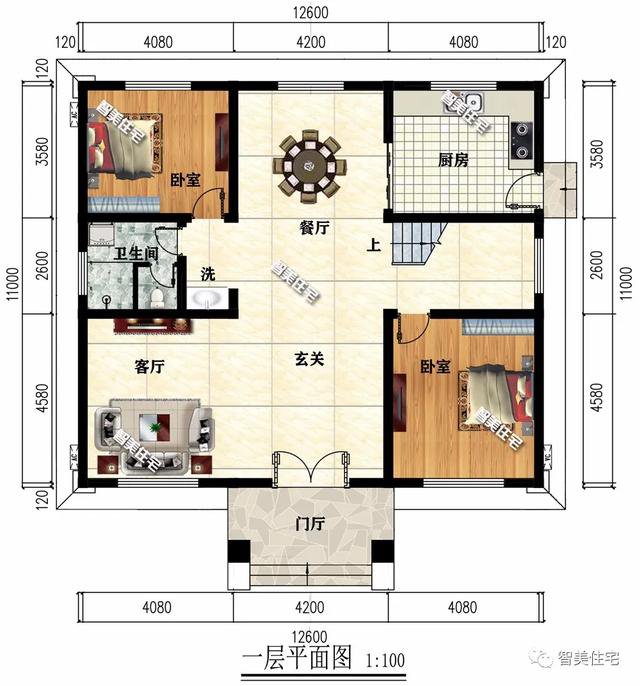 12.6×11米农村别墅，简约实用小户型，造价26万