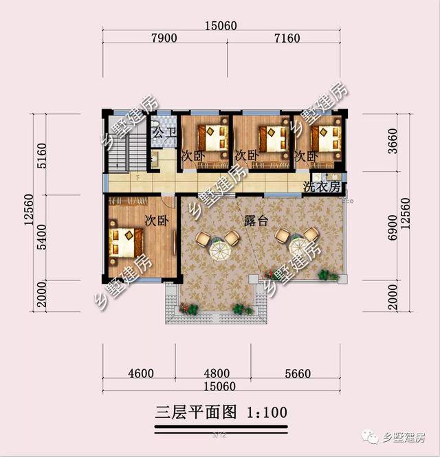 15×12米欧式三层别墅，超大露台，建成变全村焦点