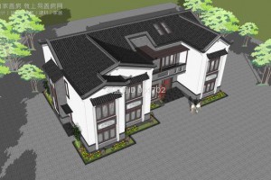 双层中式别墅设计案例，造型上错落有致，整体更显大气、稳重。