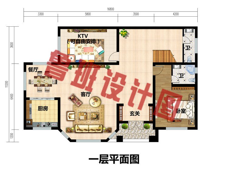 160平米二层欧式别墅设计一层平面图