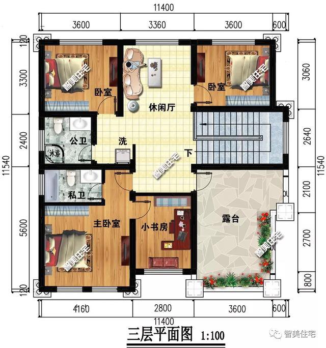 宽11米多的两栋欧式别墅，第一栋很大气，户型二厨房单独建