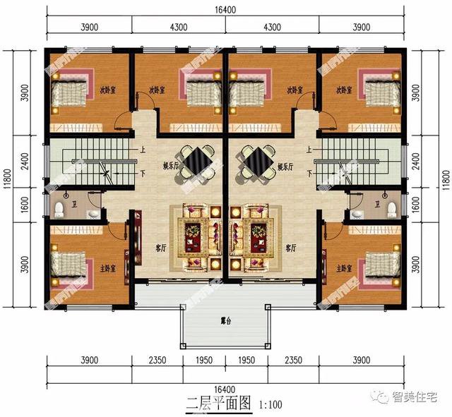 两兄弟一起盖栋双拼别墅,选择二层户型,美观造价经济
