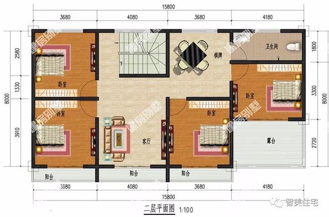 带堂屋和车库设计的农村别墅,卧室6-8个,真实用