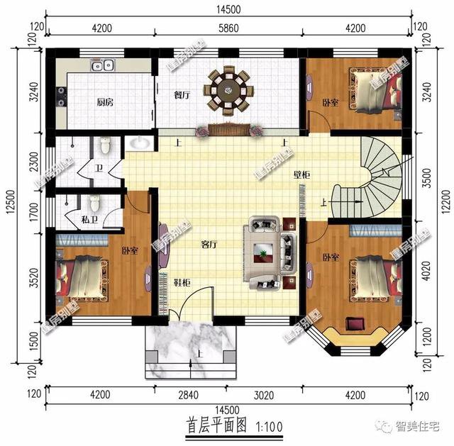 室内采光很好的两栋二层别墅，这样盖新房，不仅体面住着也惬意