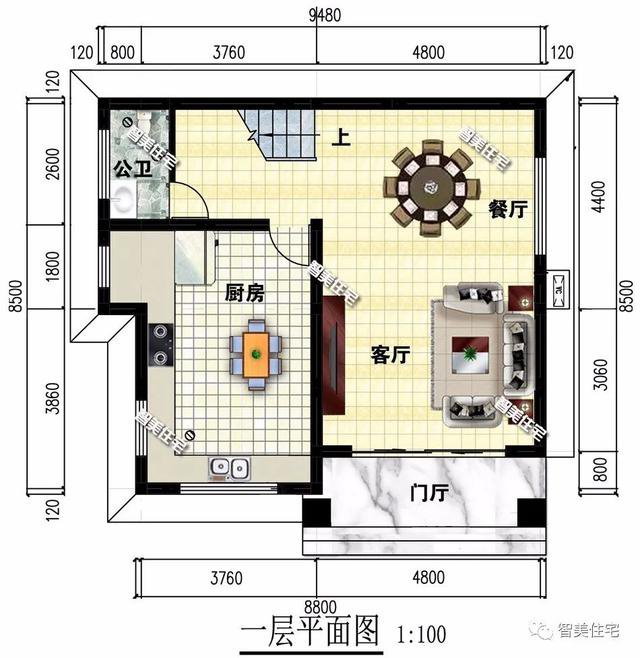 2栋小尺寸设计的农村别墅，长宽都不足10米，造价也较低