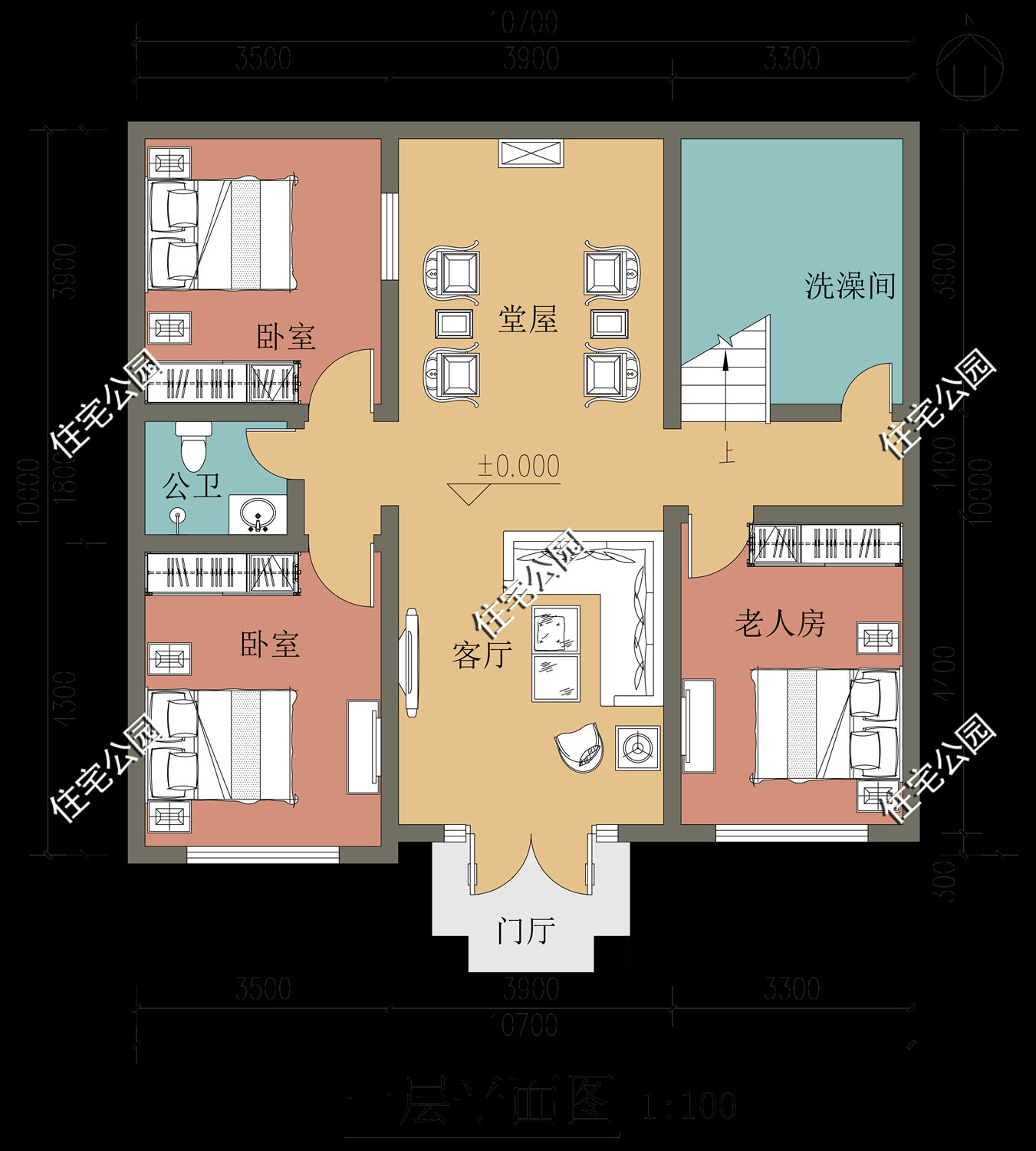 占地方正，东西无窗，回村建栋这样的10×10米小别墅太合适了