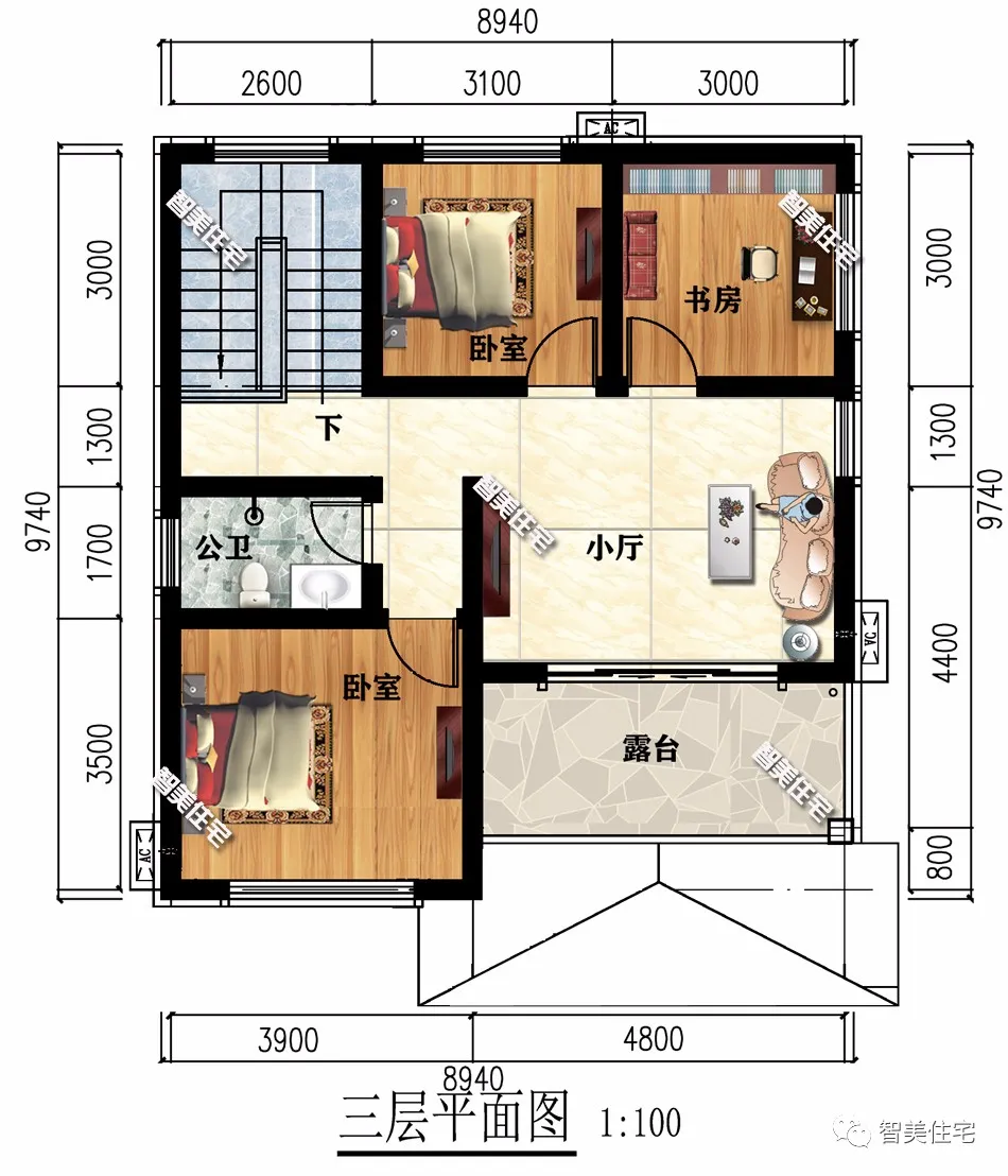 小面宽设计的简欧别墅，第一栋室内通透，带堂屋接地气