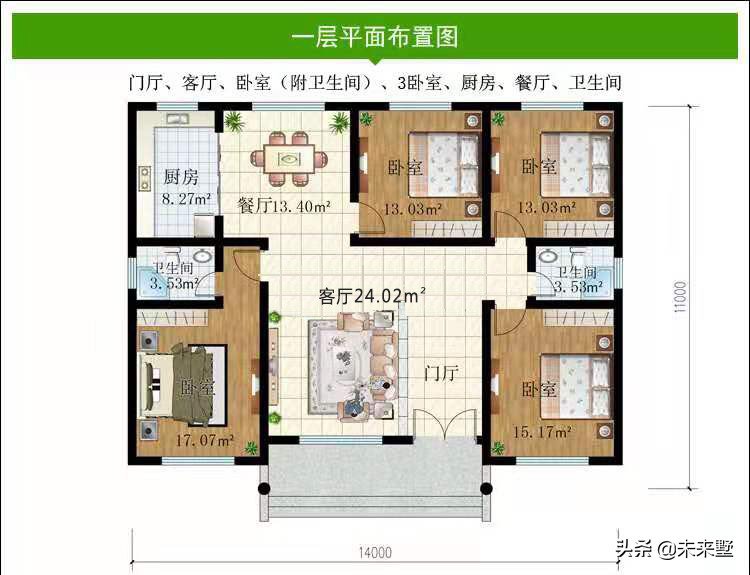 农村小胖子形态院子自建房，别墅设计图