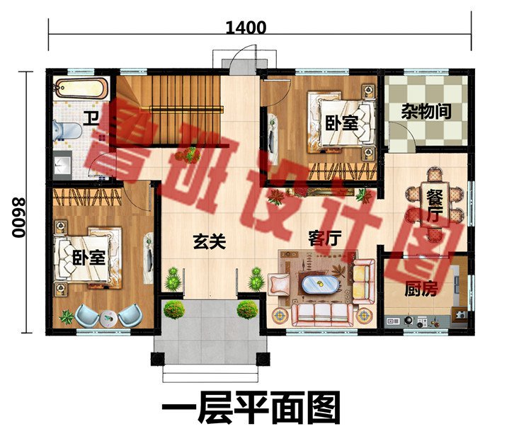 地中海风格120平自农村二层别