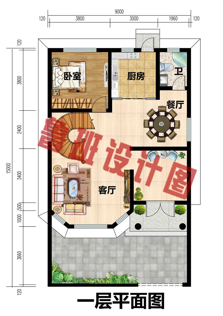 100平三层小别墅设计图