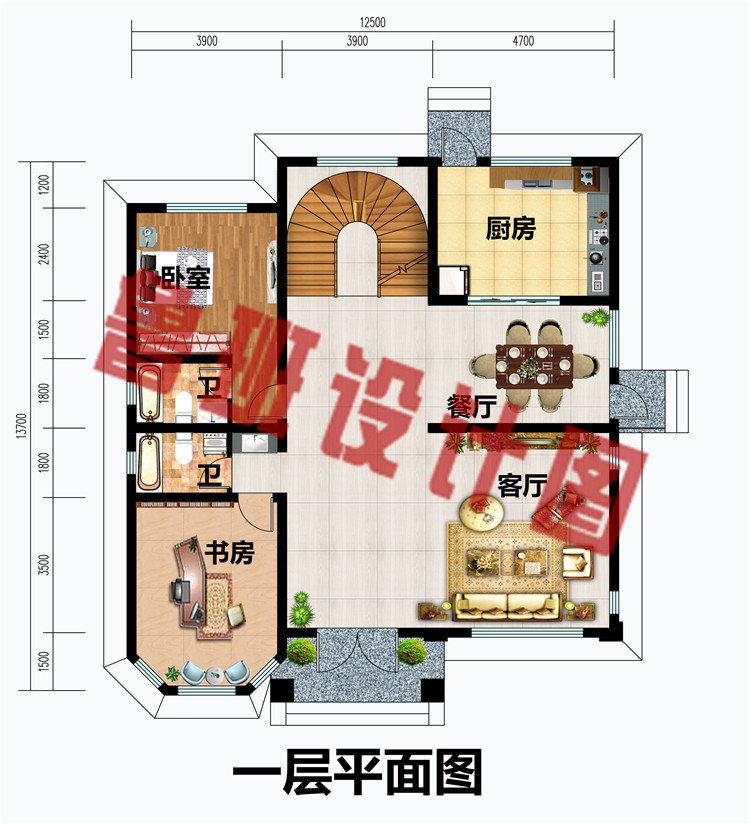 160平米大户型三层别墅设计