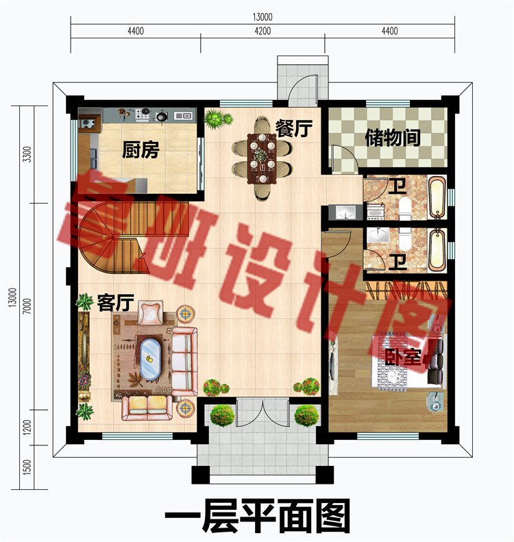 13×13米三层欧式农村实用楼房