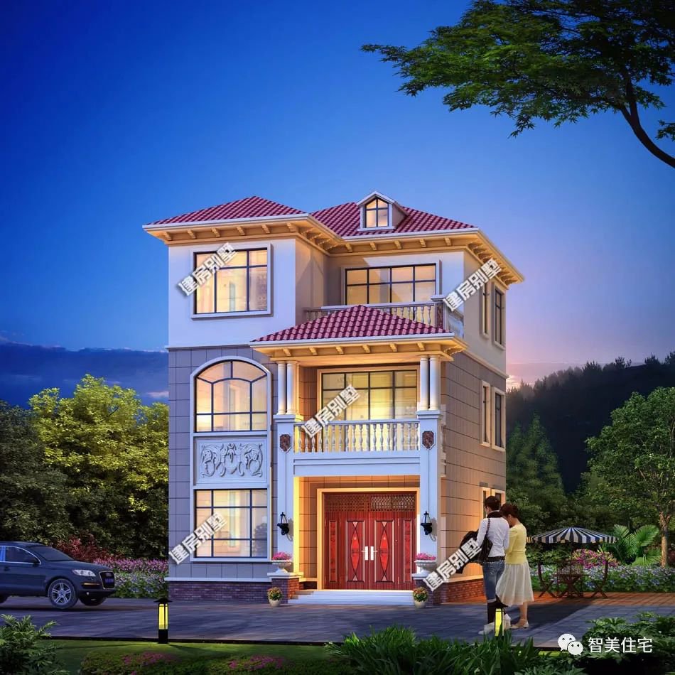 两栋适合小宅基地上建的别墅，外观漂亮布局好，每栋造价30万