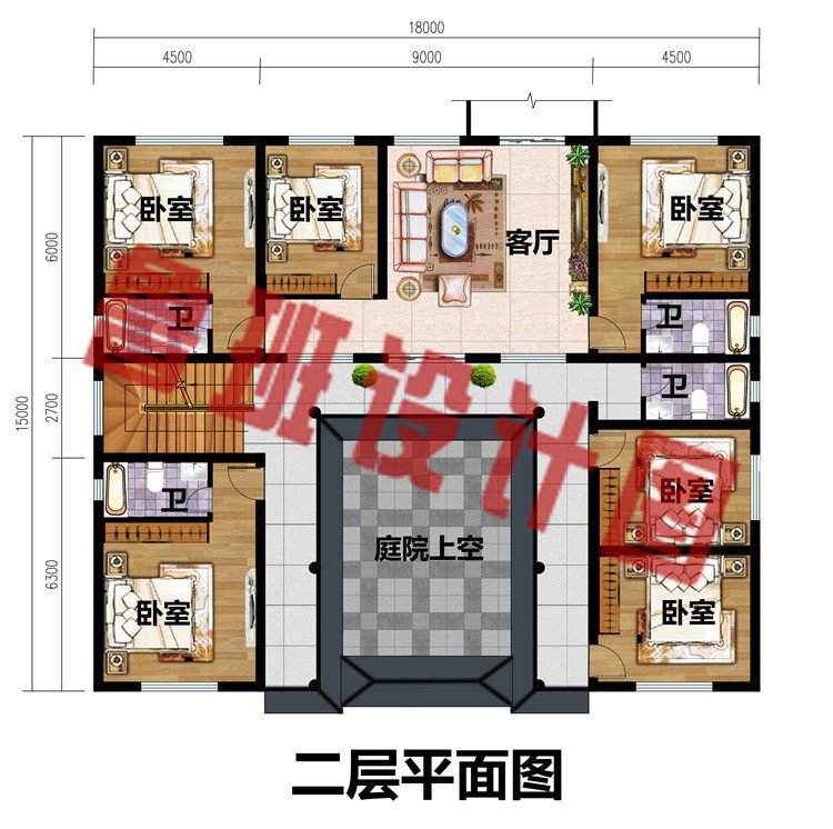 18X15米三层四合院别墅