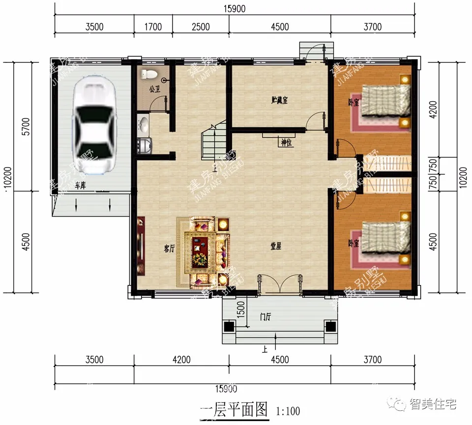 两栋宽15米左右的简欧别墅，盖一处新居，送给爸妈最好的礼物