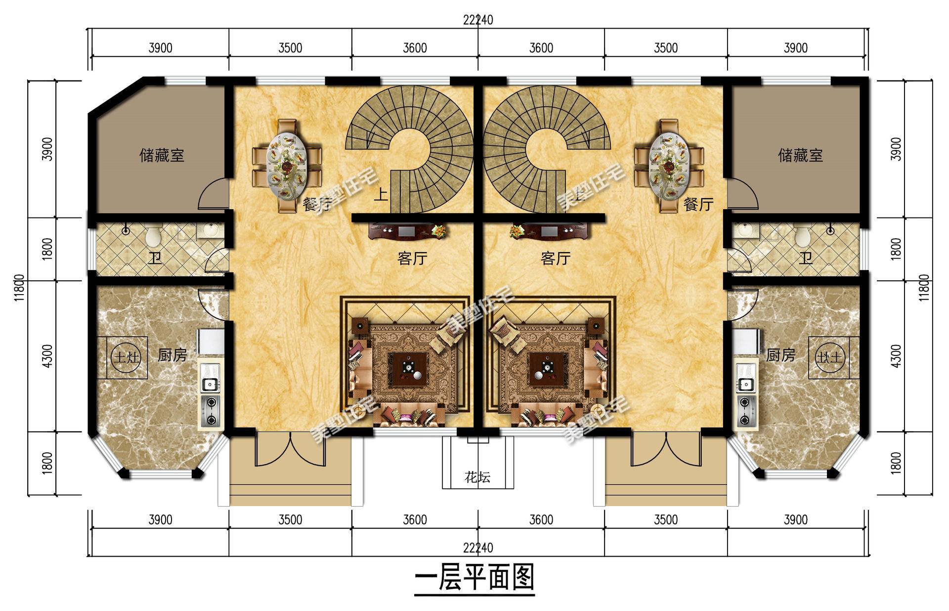 22x11米欧式拼别墅，外观大气布局实用，建一栋村里人人夸赞