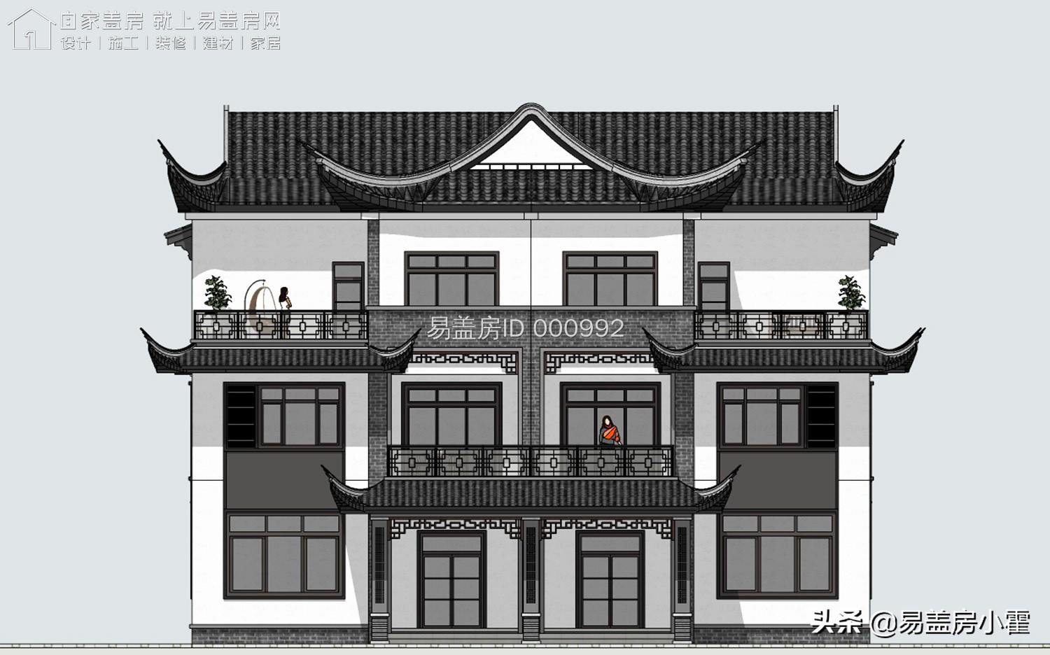 农村自建房丨中式传统对称美学—双拼别墅丨5套双拼别墅设计案例