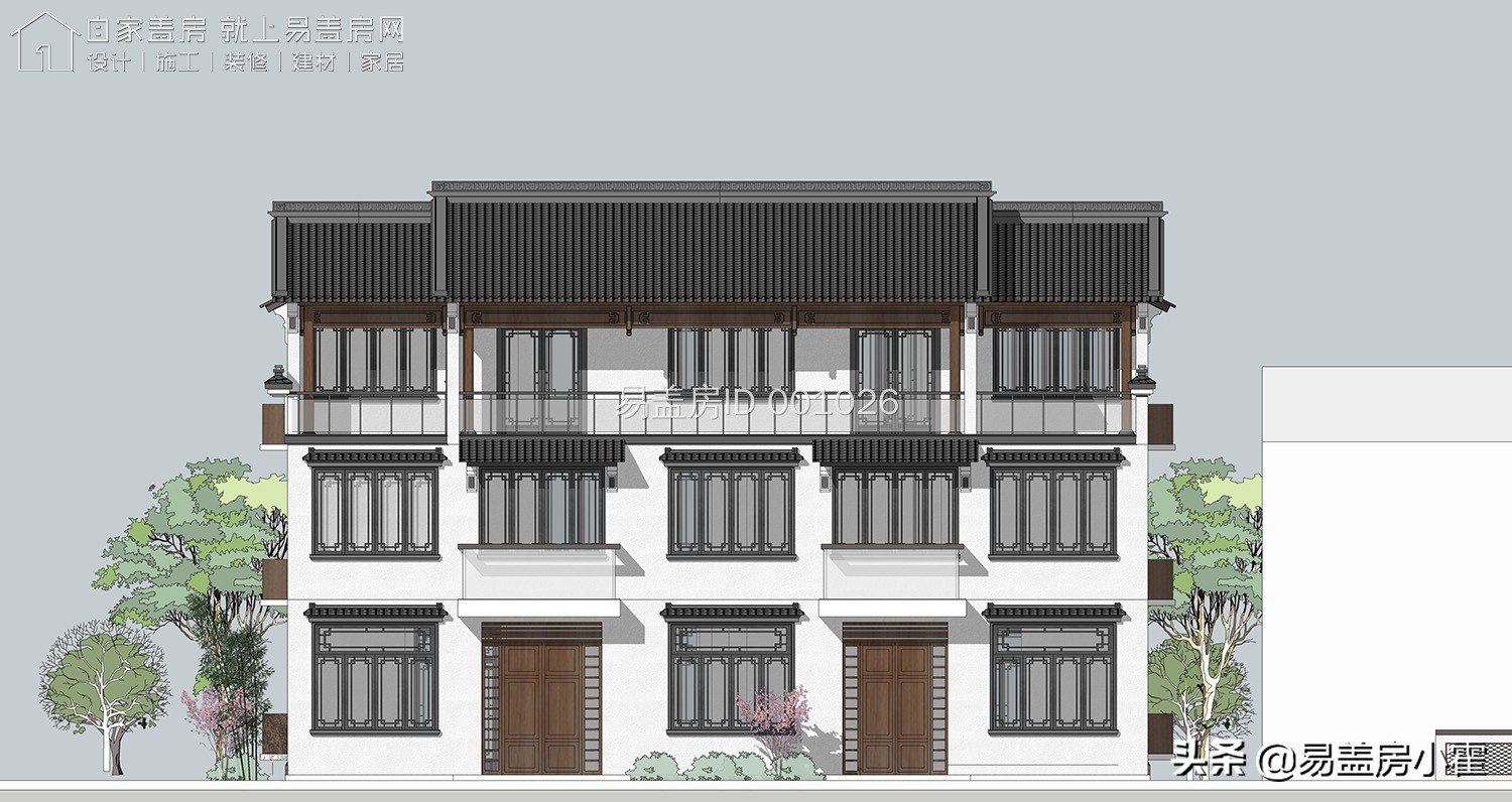 农村自建房丨中式传统对称美学—双拼别墅丨5套双拼别墅设计案例